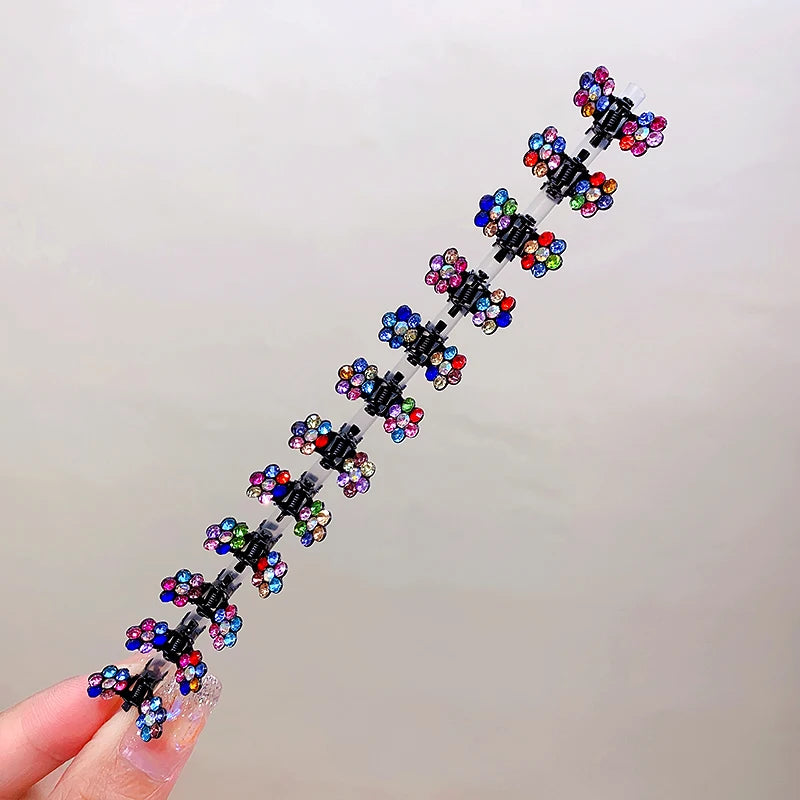 12pcs Colorful Glitter Flower No-Slip Metal Hair Claws for Girls