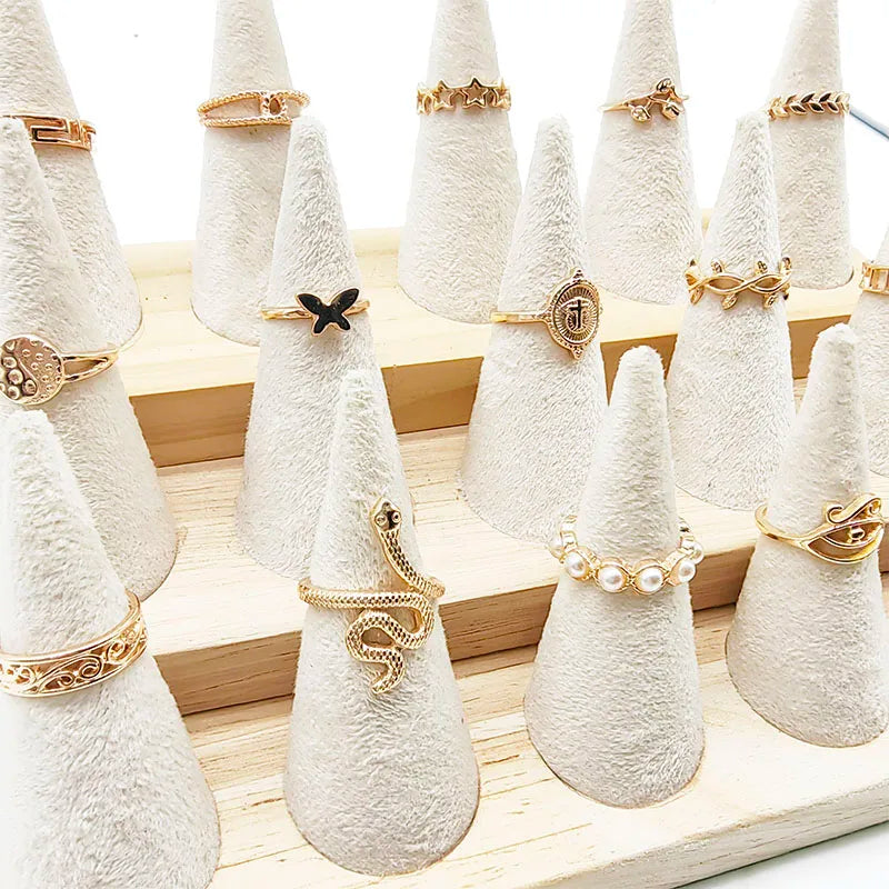 30PCS Mix Style Silver Color Pearl Finger Rings Animal Snake Leaf Party Jewelry Girl Gift