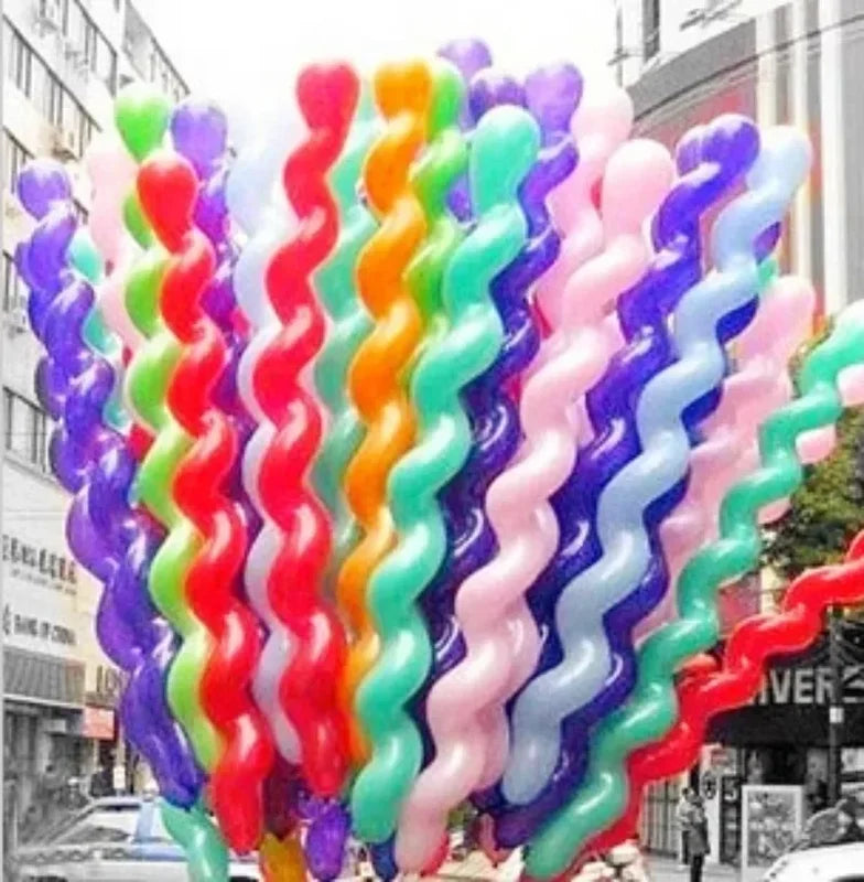 100Pcs Latex Spiral Balloons for Party Decorations - Long Twisted Balloons for Weddings, Birthdays & Christmas