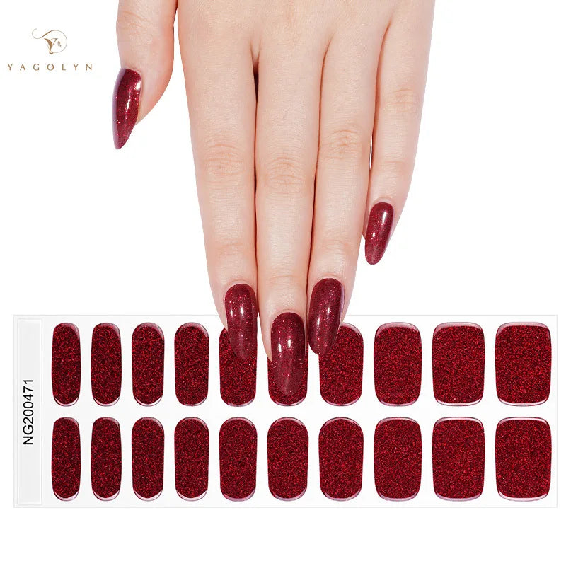 Semi-Cured Gel Nail Wraps Set for DIY Manicure Waterproof Long Lasting