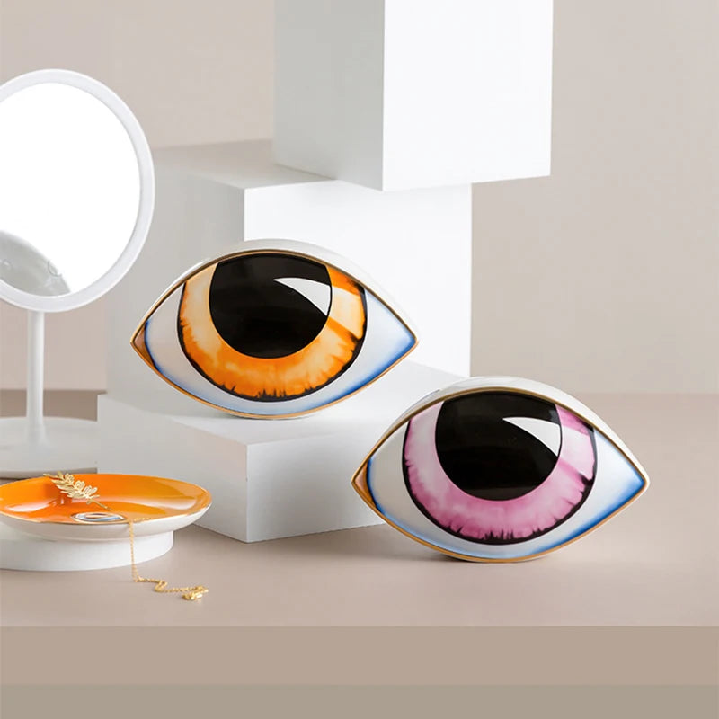 Ceramic Evil Eye Sculpture Charm – Desktop Ornaments for Home & Office Decor