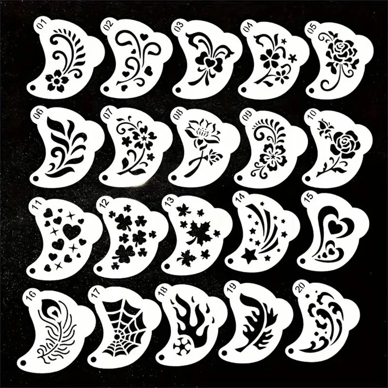 Reusable Face Painting Templates Set - Thickened PET Plastic, Washable & Reusable