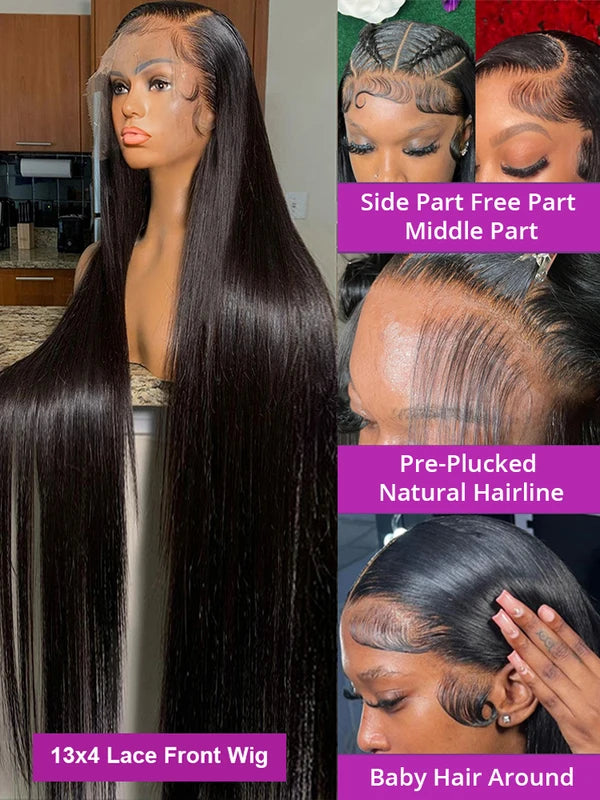 Full Lace Human Hair Wig 360 Frontal Lace Front Wigs for Women - Natural, Tangle-Free, Multiple Lengths