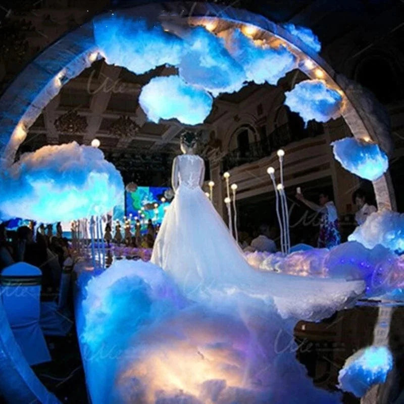 Artificial Cotton Cloud Ceiling Decor Set for Living Room & Events - White 3D Props