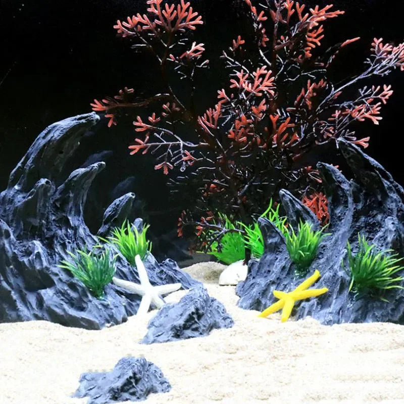 Resin Aquarium Decoration Fish Tank Canyon Ornament Set - 2pcs
