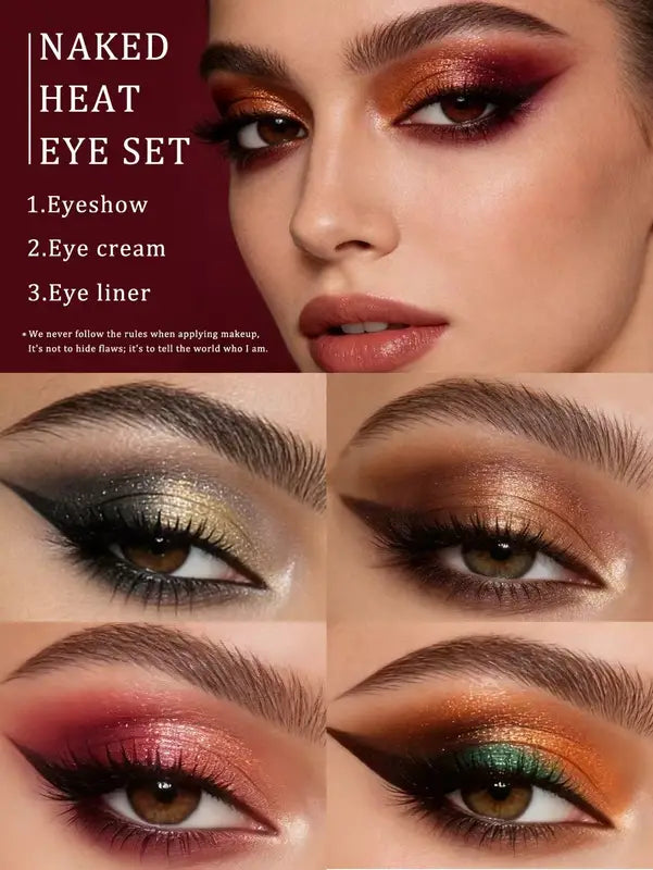 12-Color Eyeshadow Palette with 8 Makeup Brushes - Smoky & Warm Tones, Long Wear