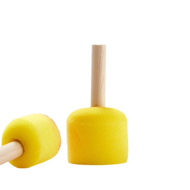 10 Pcs Wooden Handle Mushroom Head Paint Sponges for Kids DIY Art Crafts Set