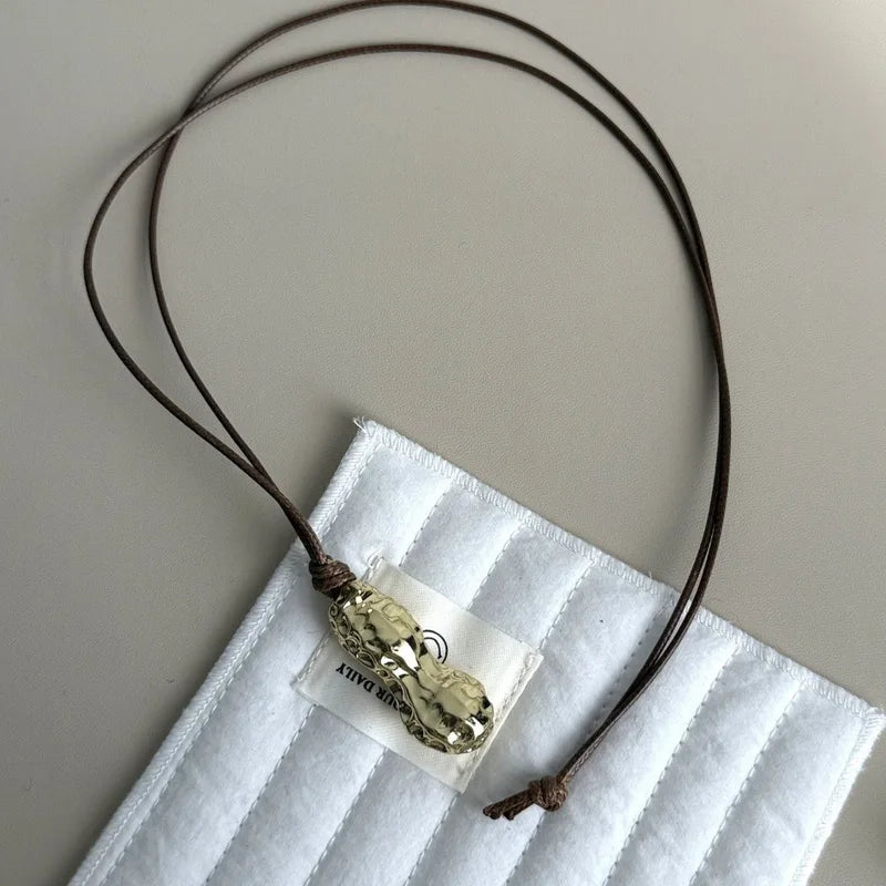 Creative Cute Peanut Pendant Necklace for Women Geometric Elegant Jewelry