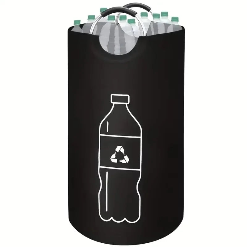 Large Capacity Folding Storage Basket with Aluminum Handle for Waste Bottles