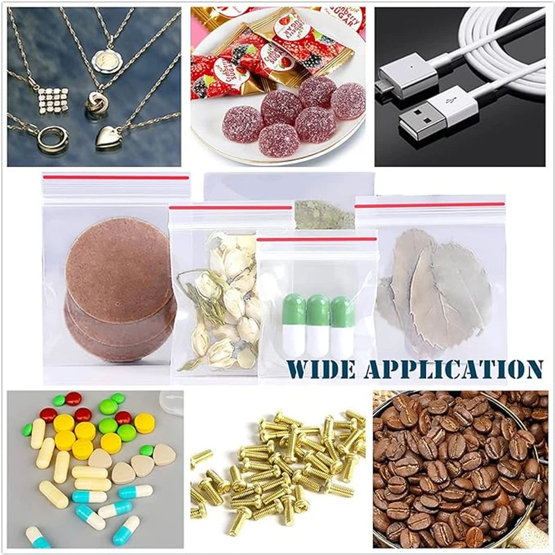 Small Reclosable Plastic Bags Bulk Assortment for Food Storage & Organization