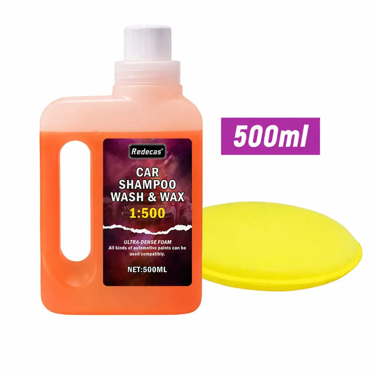 500ml Pink Foam Car Wash Soap with Ceramic Coating - High Concentration Wax for All Car Paints