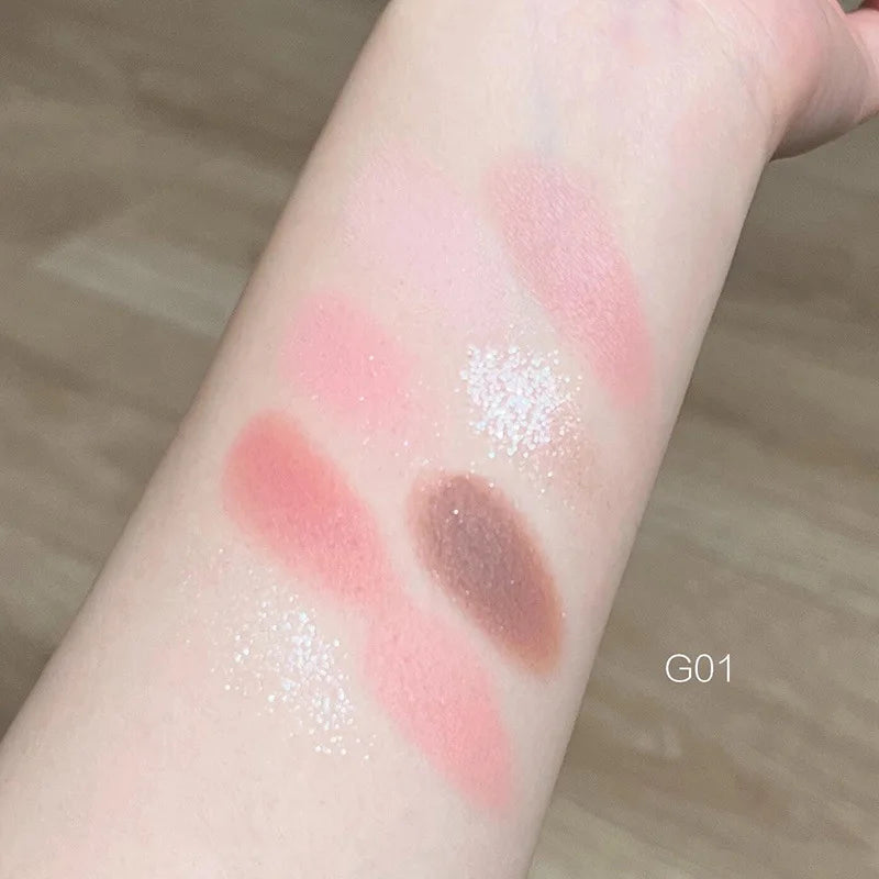 All-in-One 8-Color Pearl Glitter Matte Eyeshadow Blusher Highlight Palette for Korean Makeup