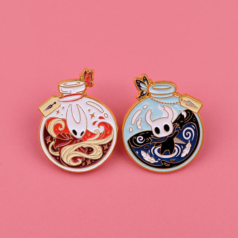 2-Pack Cartoon Bottle Enamel Pins for Jackets Backpacks Jewelry Gift