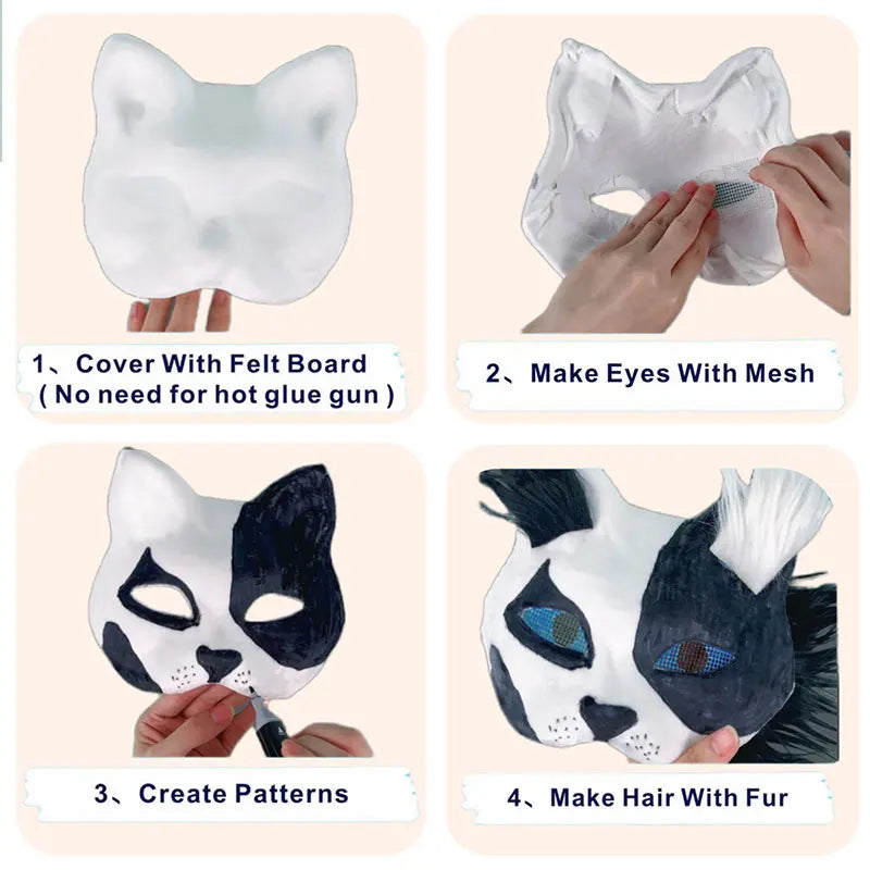 DIY Kids Pulp Mask Kit - Handmade Half Face Mask for Cosplay & Party