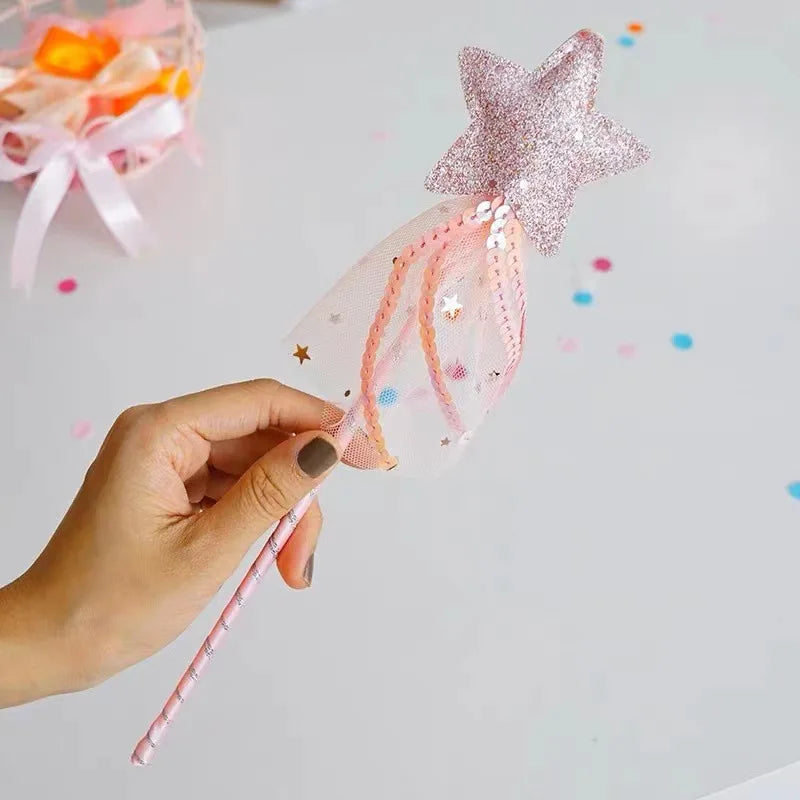 Children's Five Point Star Wand with Tassels and Glitter for Themed Parties