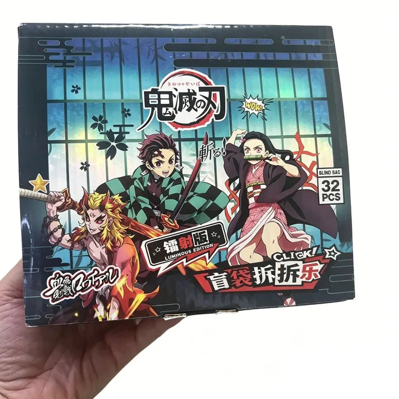 Anime 32-Piece Demon Slayer Action Figures Set with Acrylic Pendant Keychains - Blind Bag Toys for Kids