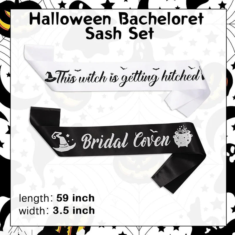 Witch Theme Bachelorette Party Sash Set Halloween Wedding Covent Sashes - 7 Pcs