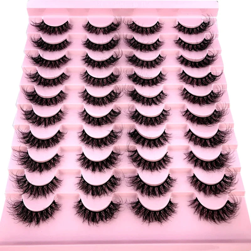 False Eyelashes 20 Pairs Long Natural Mink 3D Lash Extensions for Beauty
