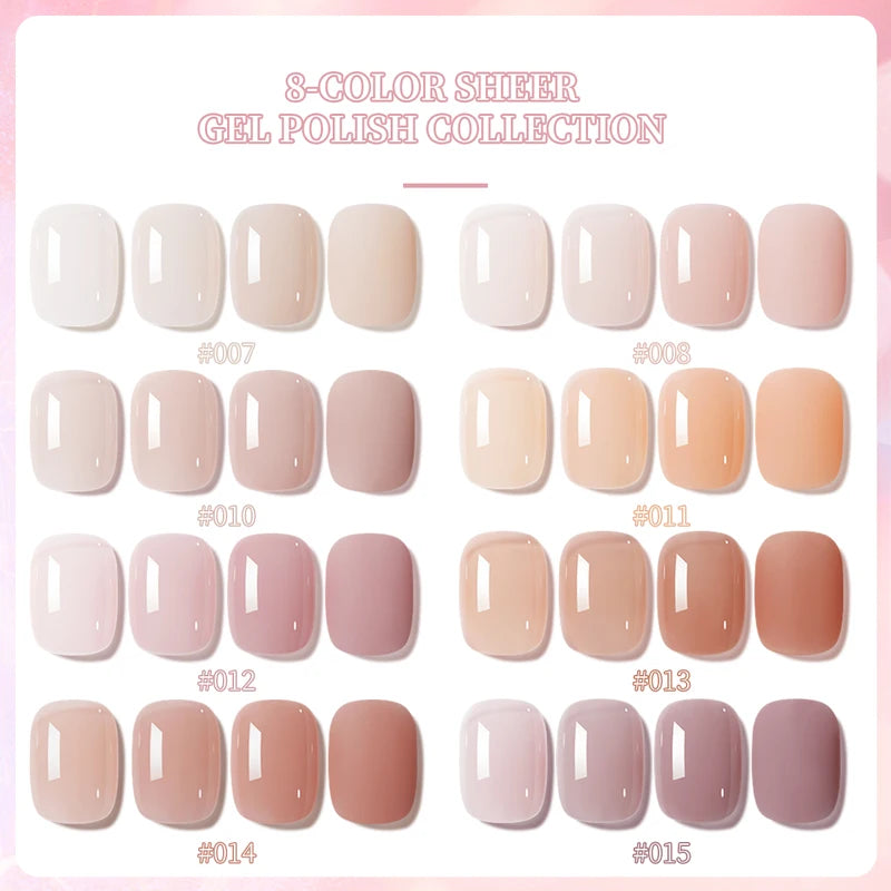 15ML Gel Nail Polish Set - Ice Pink, Beige, Peach & Rose Colors for DIY Manicure