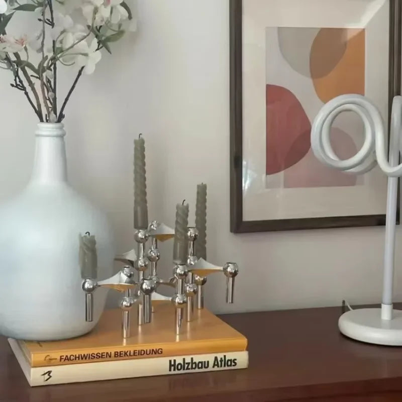 Nordic Steel Candlestick Holders Set for Living Room Decor - Small 10cm Candle Stands