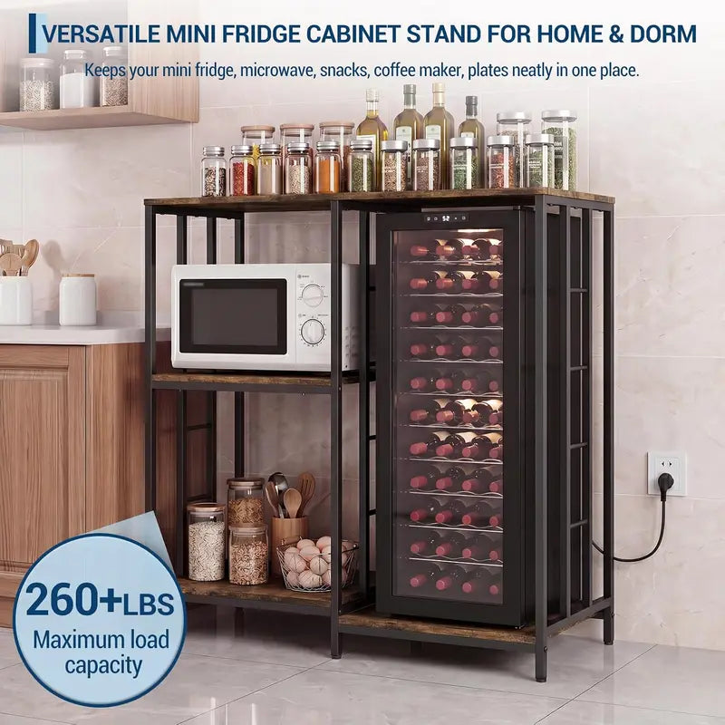 Mini Fridge Stand with Storage 4-Tier Kitchen Cabinet for Microwave & Appliances