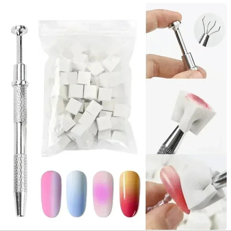 Nail Art Gradient Sponge Set with Grip Tool for Manicure DIY