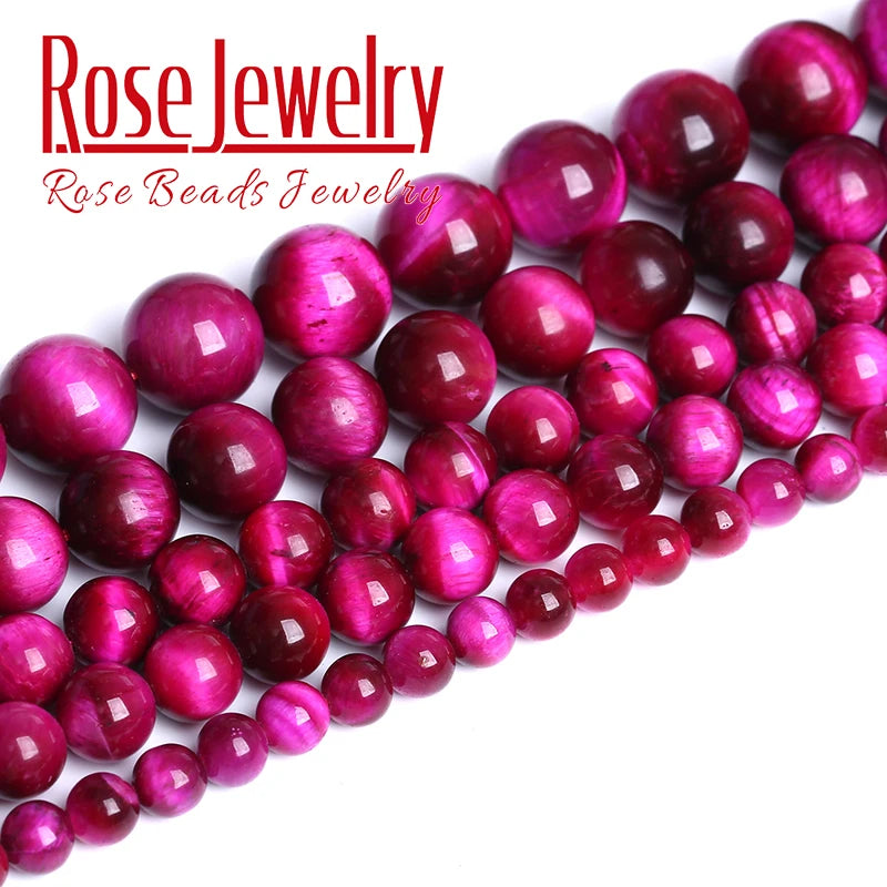 Natural Rose Pink Tiger Eye Beads for Jewelry Making - 4mm to 14mm