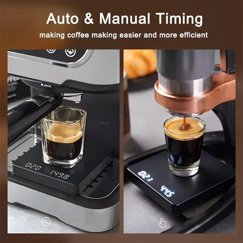 Digital Coffee Scale with Timer & LED Display - USB Rechargeable & Accurate 0.1g