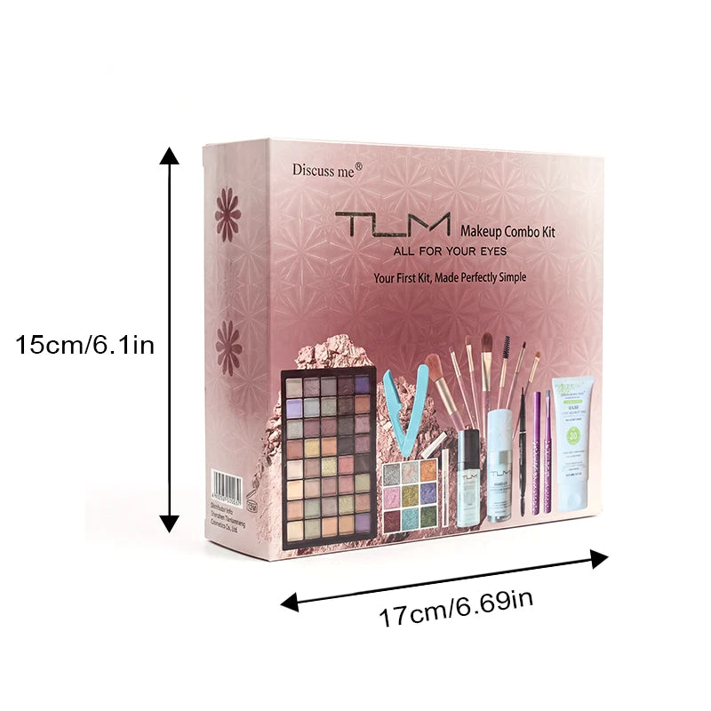 18-Piece Makeup Set with Eyeshadow, Brushes, Foundation & Gift Box