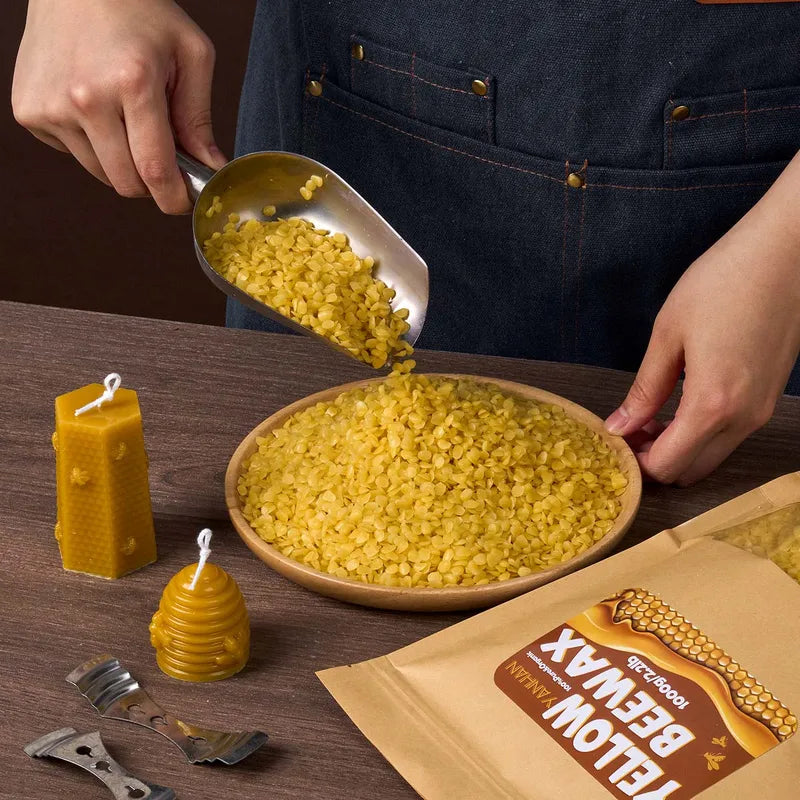 Pure Beeswax for Candle Making - Natural Granular Raw Materials - 1000g