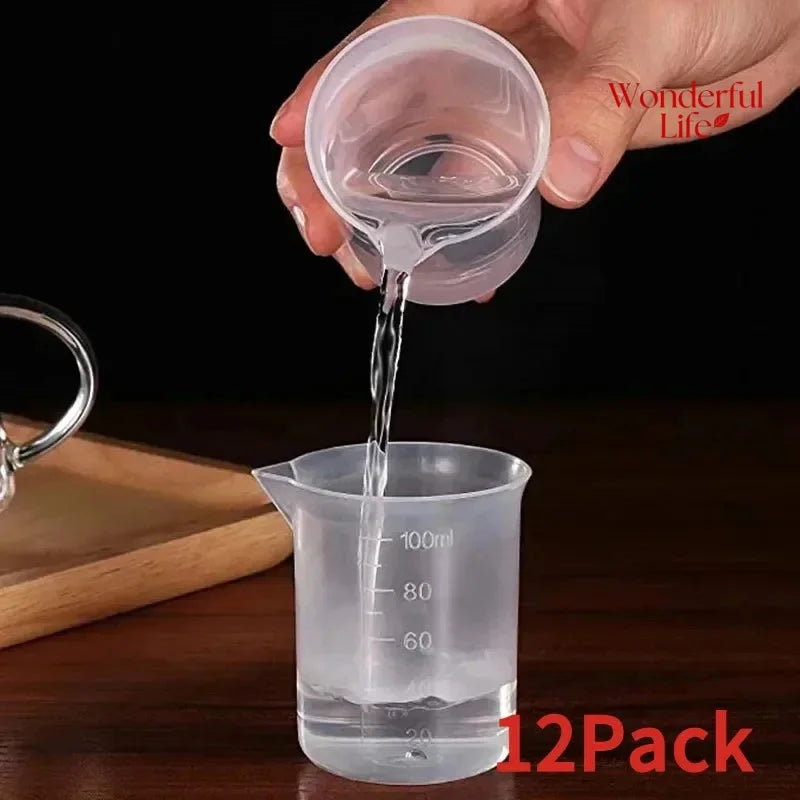 12Pcs Laboratory Measuring Cups Set 100ml Plastic Resin Mixing Beakers