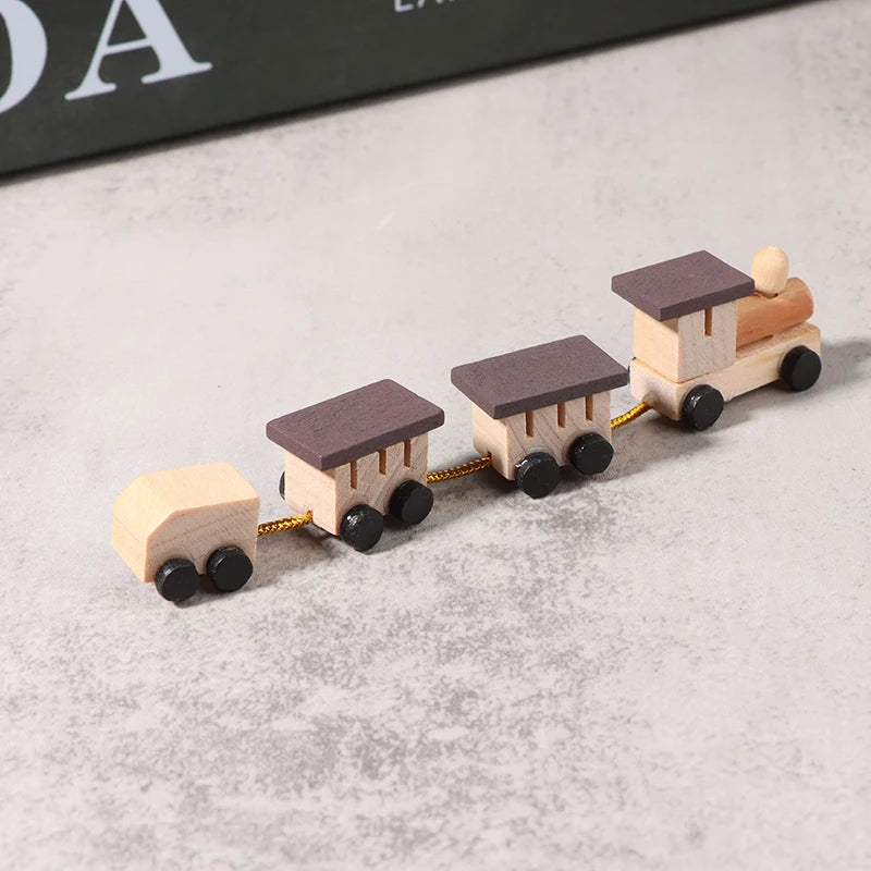 Dollhouse Miniature Wooden Train - DIY Doll House Decor Accessories, 1:12 Scale