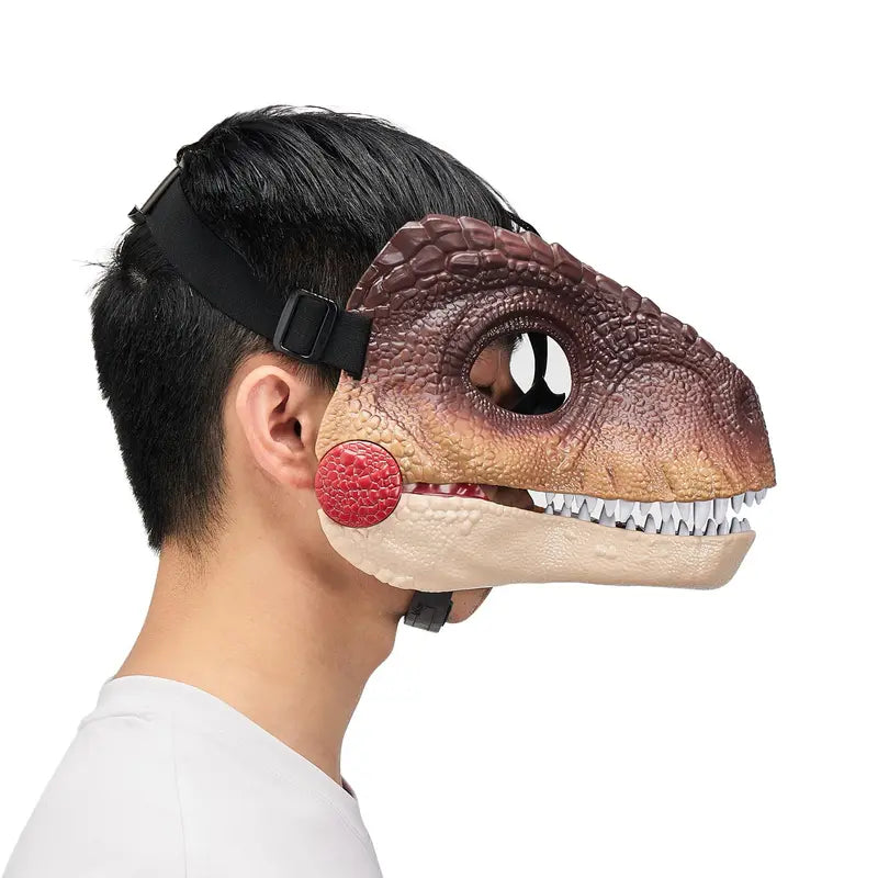 Movable Jaw Dinosaur Mask for Halloween & Cosplay - Realistic Face Cover Prop