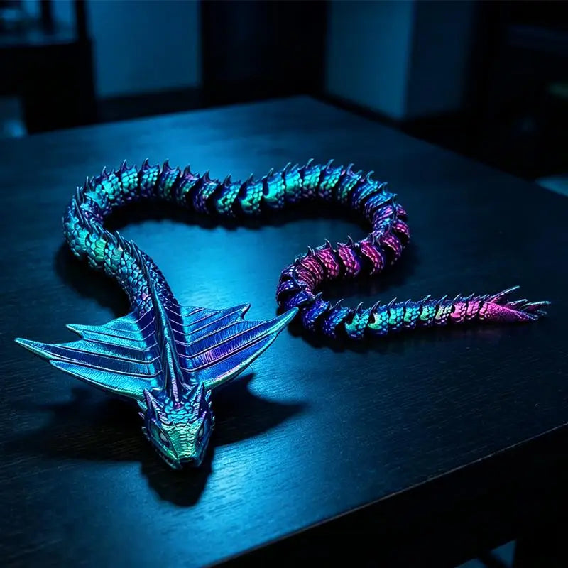 3D Printed Articulated Serpent Dragon Figurine - Fantasy Desk Decor & Collectible