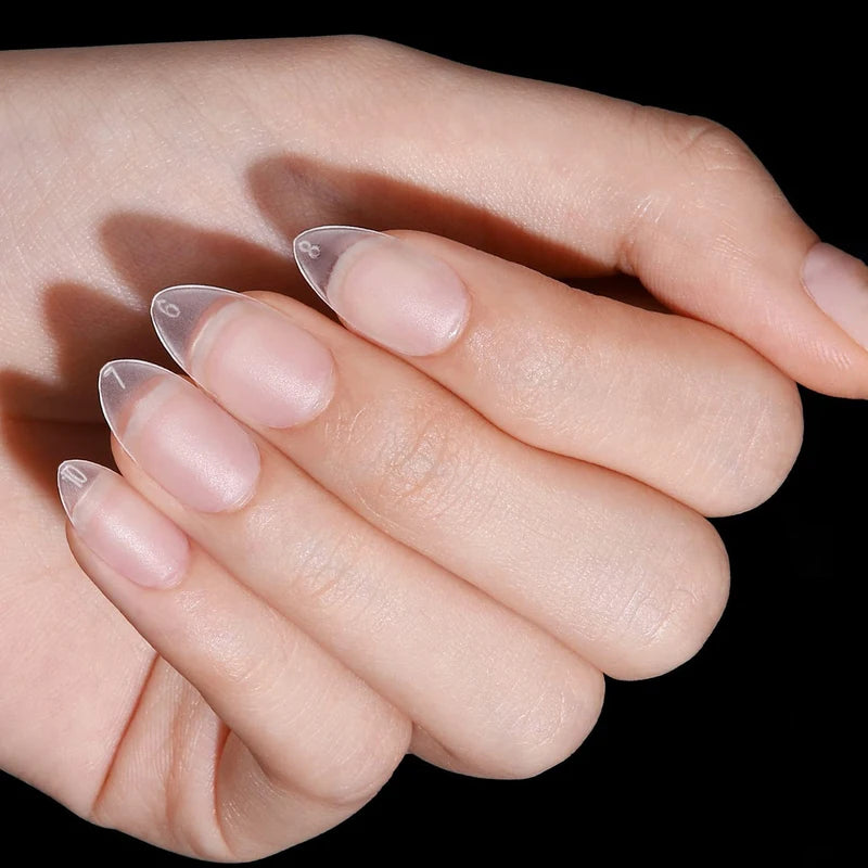 240PCS Full Cover Almond Coffin Nail Tips - Medium Short Matte False Nails