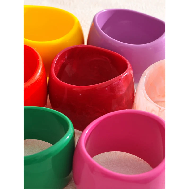 Large Resin Wide Bracelet Bangle for Women Summer Party Jewelry