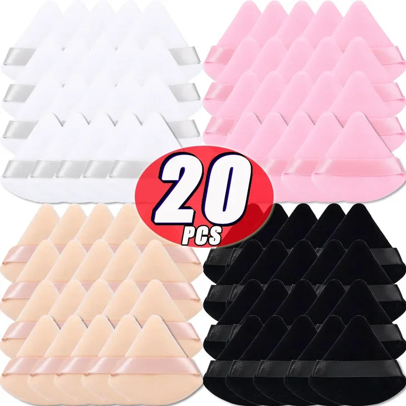 20 Pack Triangle Makeup Puff Set - Reusable Soft Velvet Cosmetic Sponges