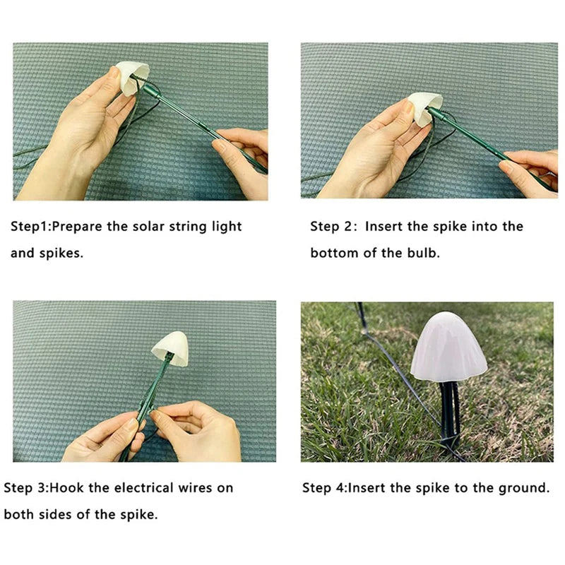 Solar Mushroom String Lights for Garden Patio Outdoor Landscape Decor