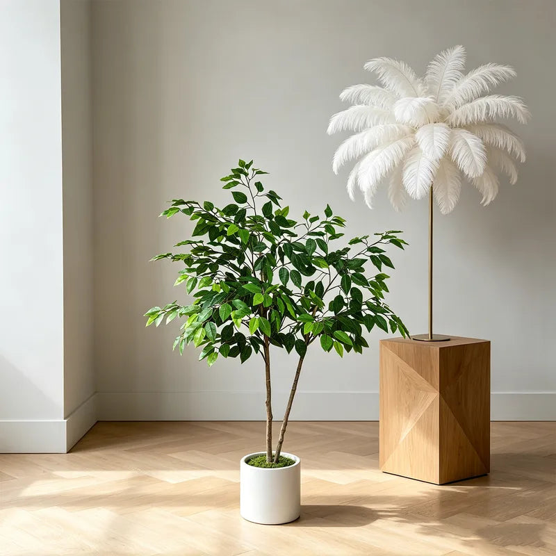 Artificial Ficus Tree Plant 140-210cm Double Trunk Greenery for Home Decor