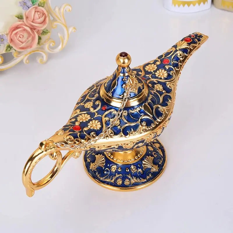 European Style Large Aladdin Lamp Decor - Metal Ornament for Home & Holiday