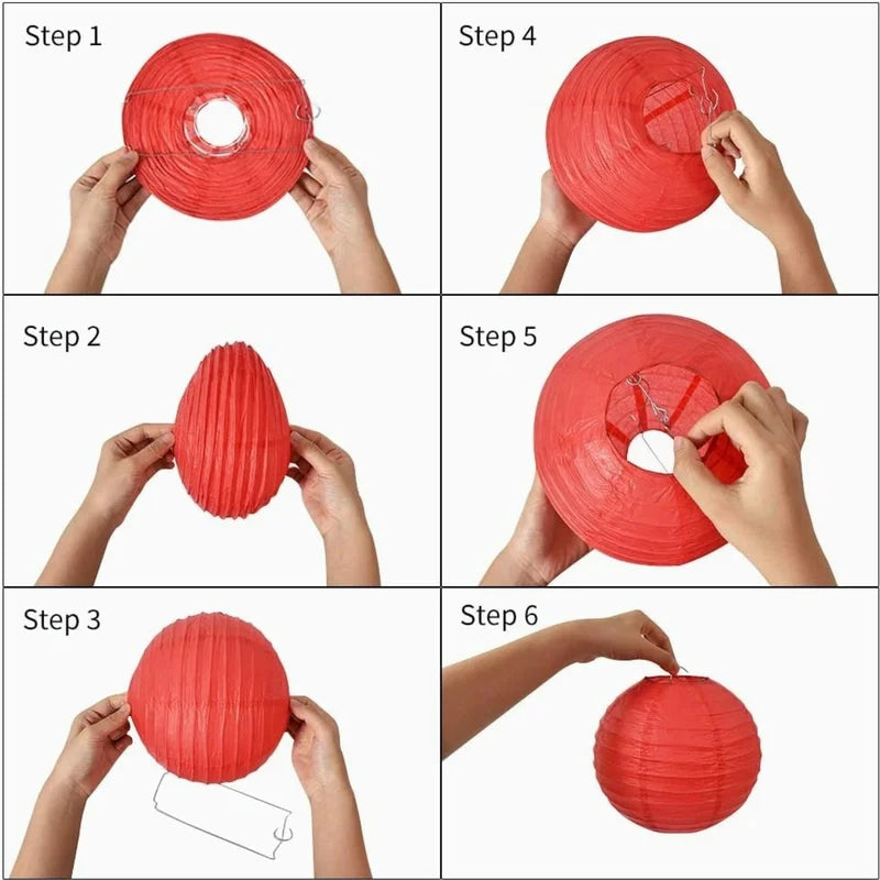 Decorative Paper Lanterns - Chinese Round Hanging Lamps for Weddings Parties Christmas