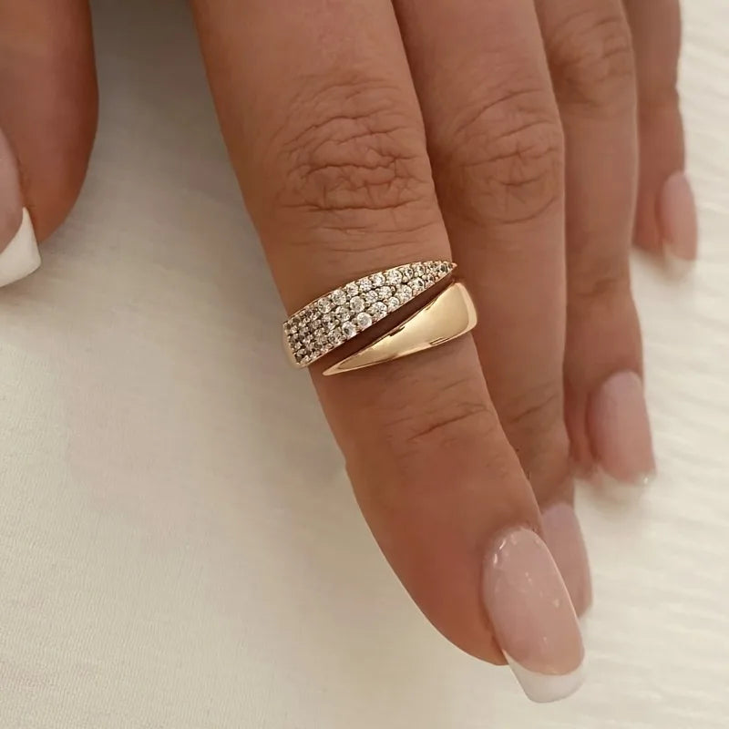 Adjustable Synthetic Zirconia Ring - Open Bohemian Style Women's Jewelry