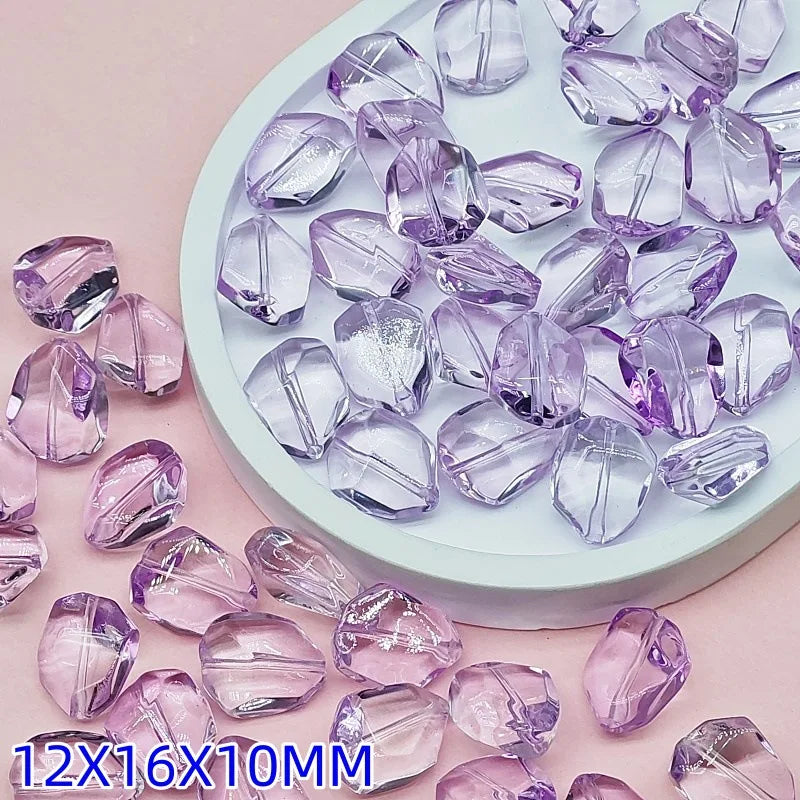 10Pcs Irregular Stone Shape Lampwork Glass Beads for Jewelry Making - Crystal Beads Wholesale