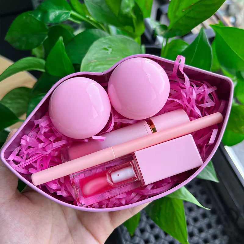 5-in-1 Lip Makeup Set Lip Gloss Lipliner Lip Mask & Scrub Beauty Gift Kit