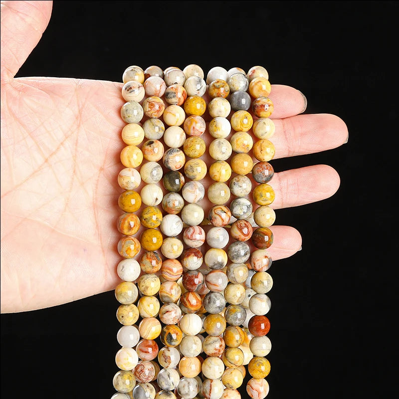 Natural Stone Crazy Lace Agate Bead Set - Round Loose Spacer Beads for Jewelry Making