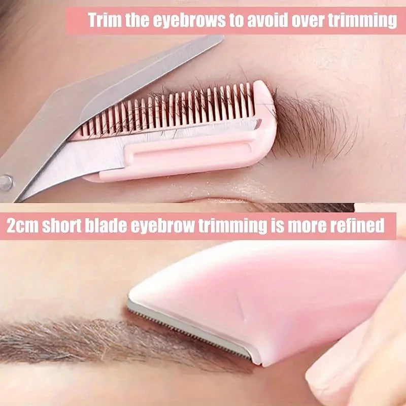 Eyebrow Trimmer Set with Precision Scissors & Comb - For On-The-Go Grooming