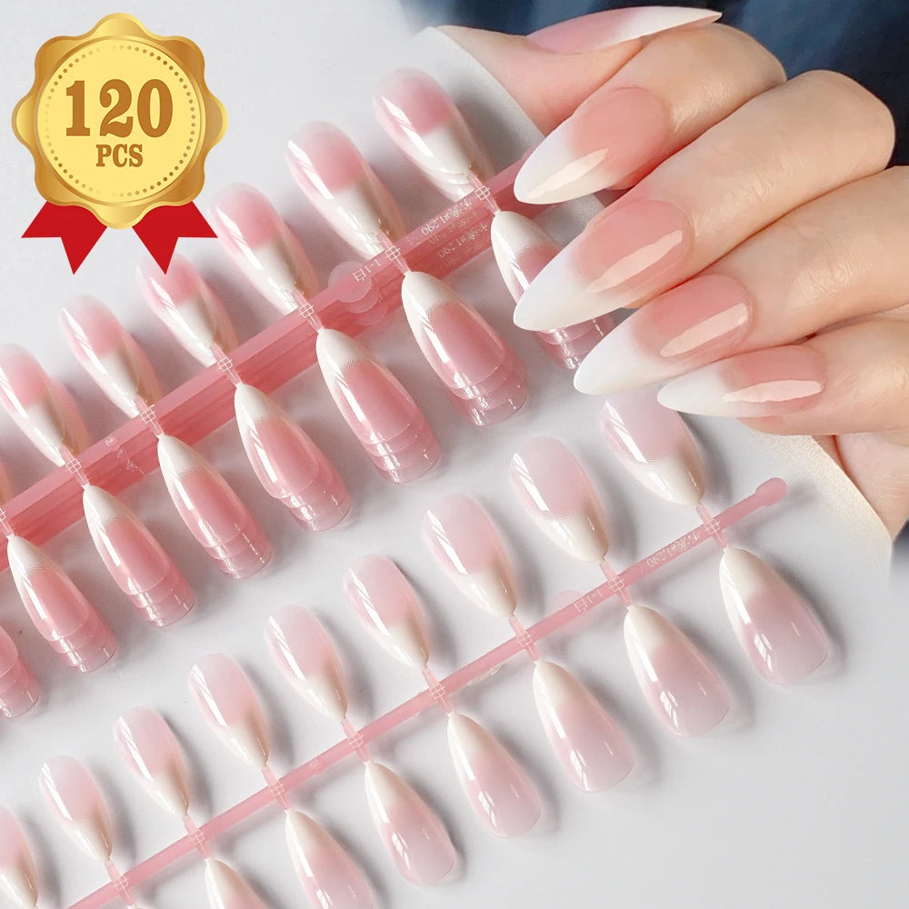 120Pcs Medium Long Square Acrylic Fake Nails Full Cover French Press-On Nails for Women
