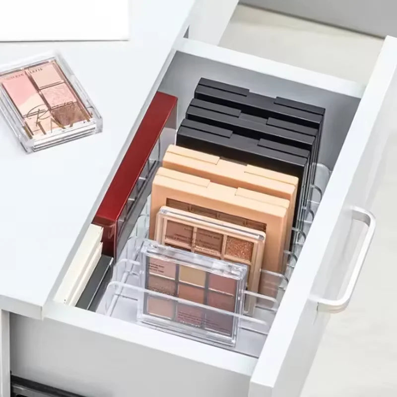 7-Compartment Clear Makeup Organizer Box for Cosmetics Storage Shelf