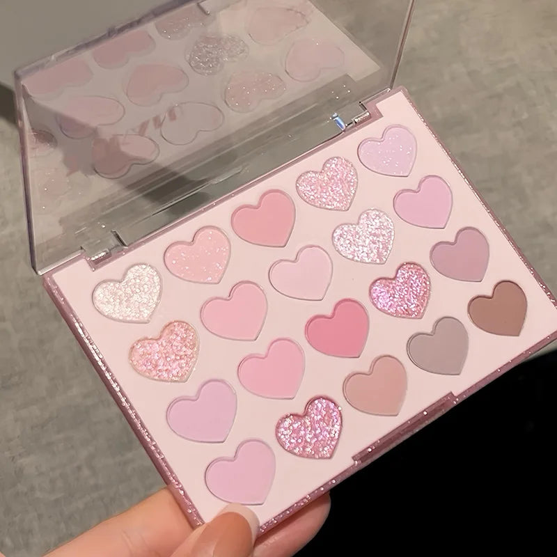 Colorful Heart Shaped Eyeshadow Palette with Glitter and Pearl Finish - Brighten Your Look