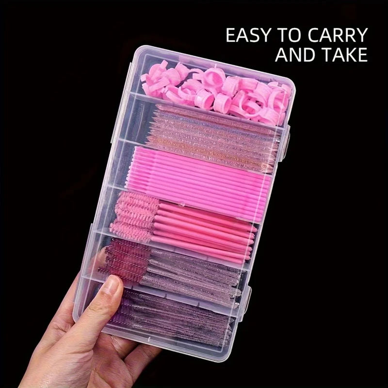 Eyelash Extension Storage Box - 6 Clear Compartments Makeup Organizer for Glue Tweezers